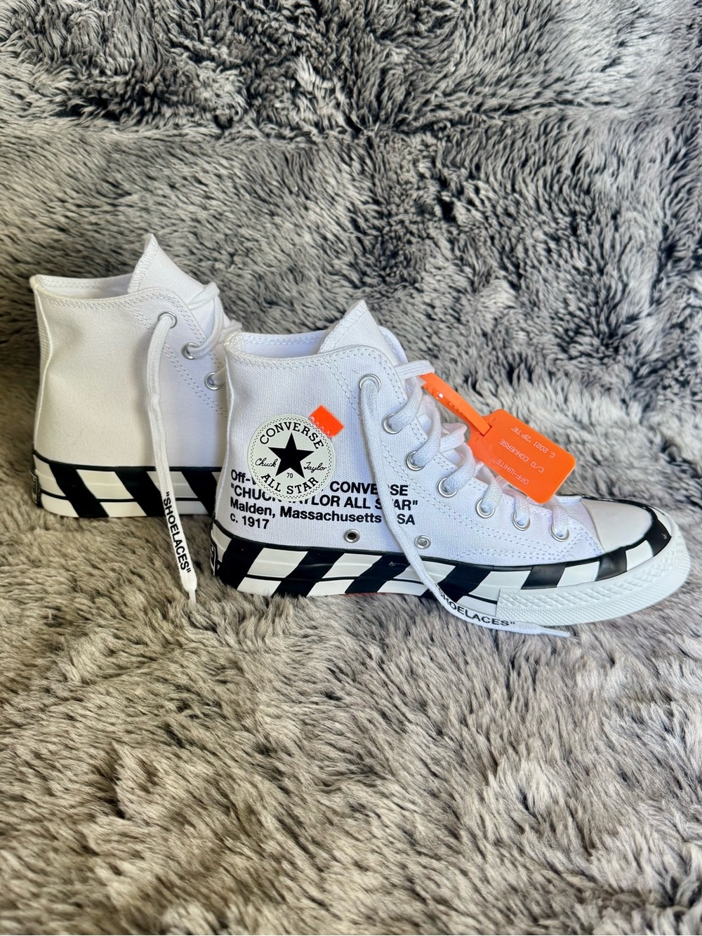 Off-White x Converse Chuck 70 White Black High Top Sneakers Size 5